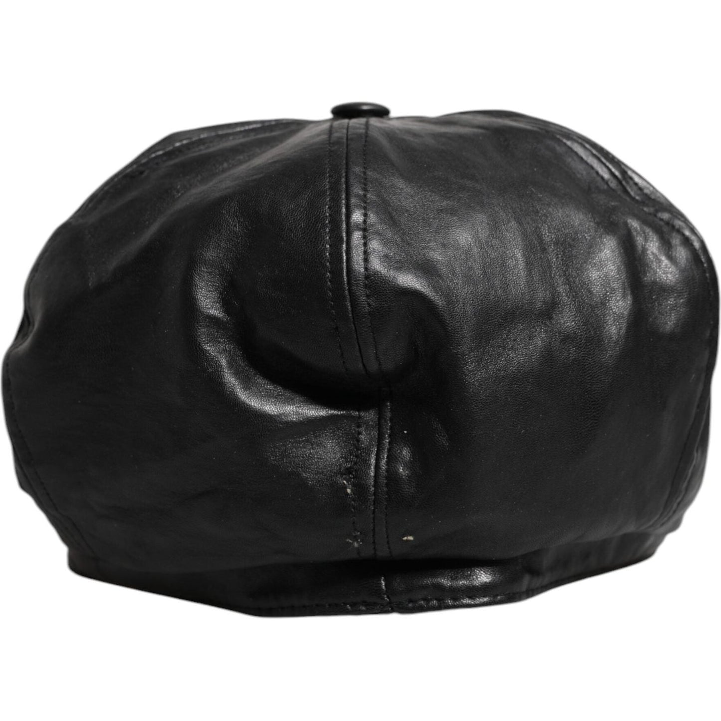 Dolce & Gabbana Black Calf Newsboy Capello Cabbie Hat Dolce & Gabbana Dark Slate Gray