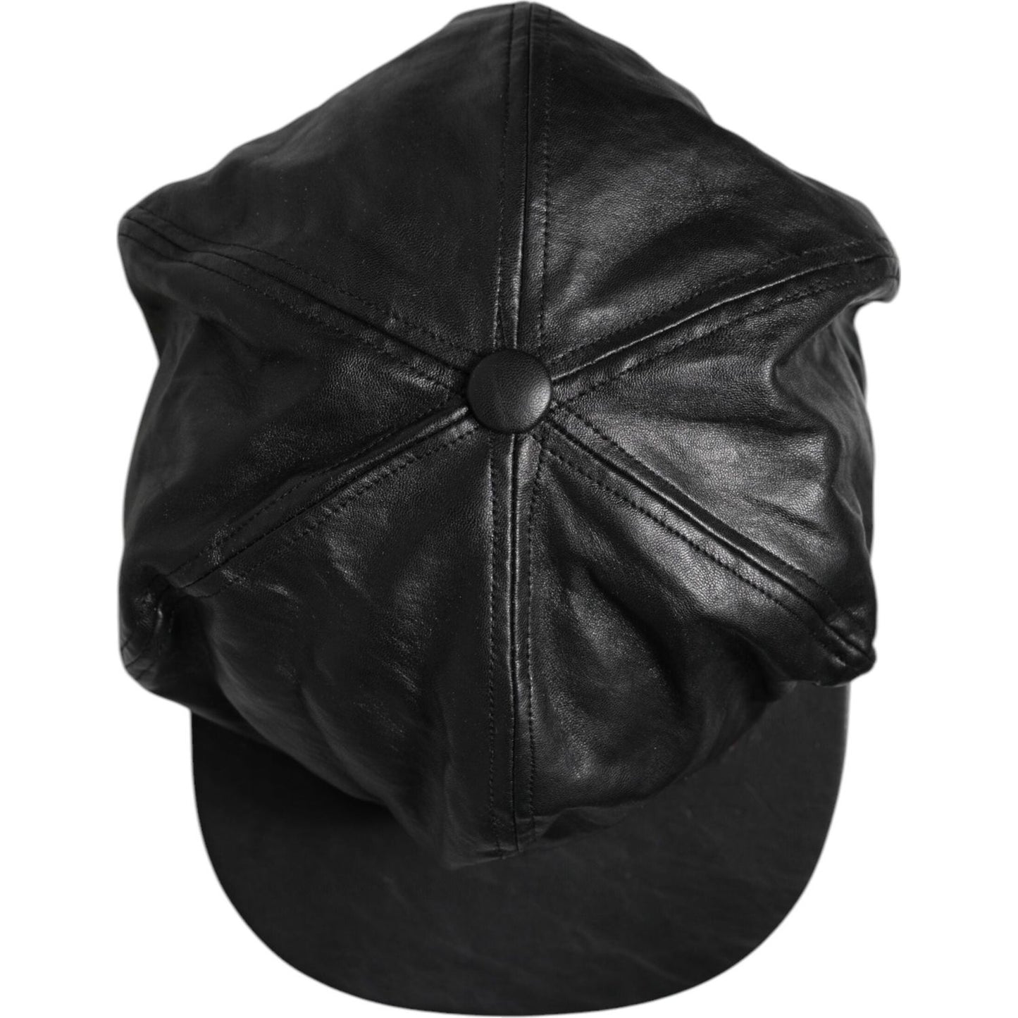 Dolce & Gabbana Black Calf Newsboy Capello Cabbie Hat Dolce & Gabbana Dark Slate Gray