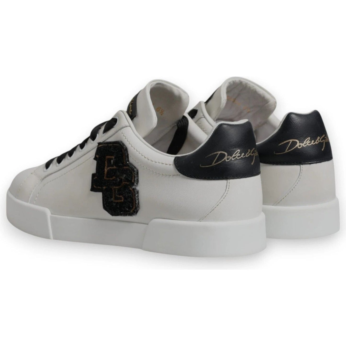 Dolce & Gabbana White Leather DG Logo Low Top Sneakers Shoes Dolce & Gabbana Gray
