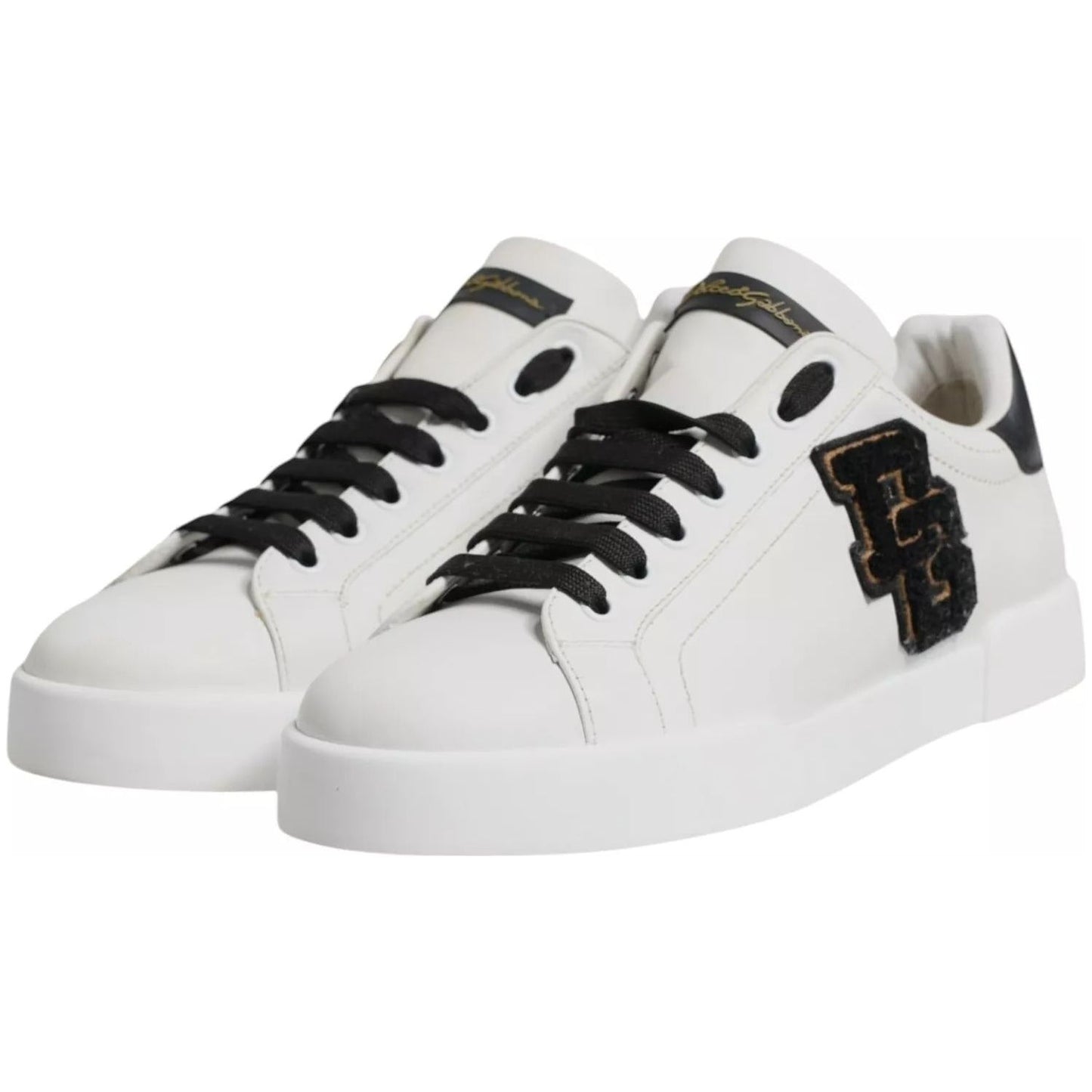 Dolce & Gabbana White Leather DG Logo Low Top Sneakers Shoes Dolce & Gabbana Light Gray