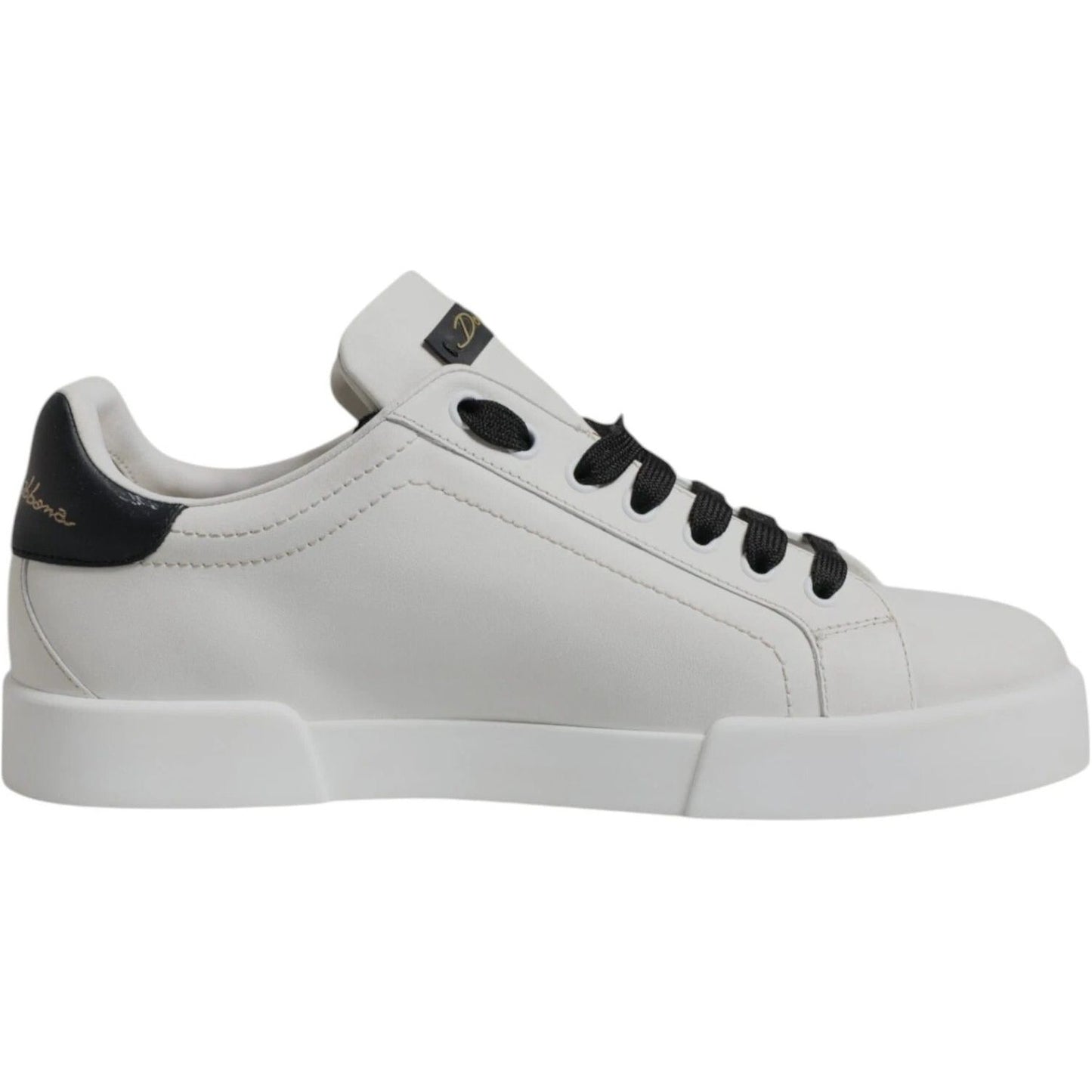 Dolce & Gabbana White Leather DG Logo Low Top Sneakers Shoes Dolce & Gabbana Gray