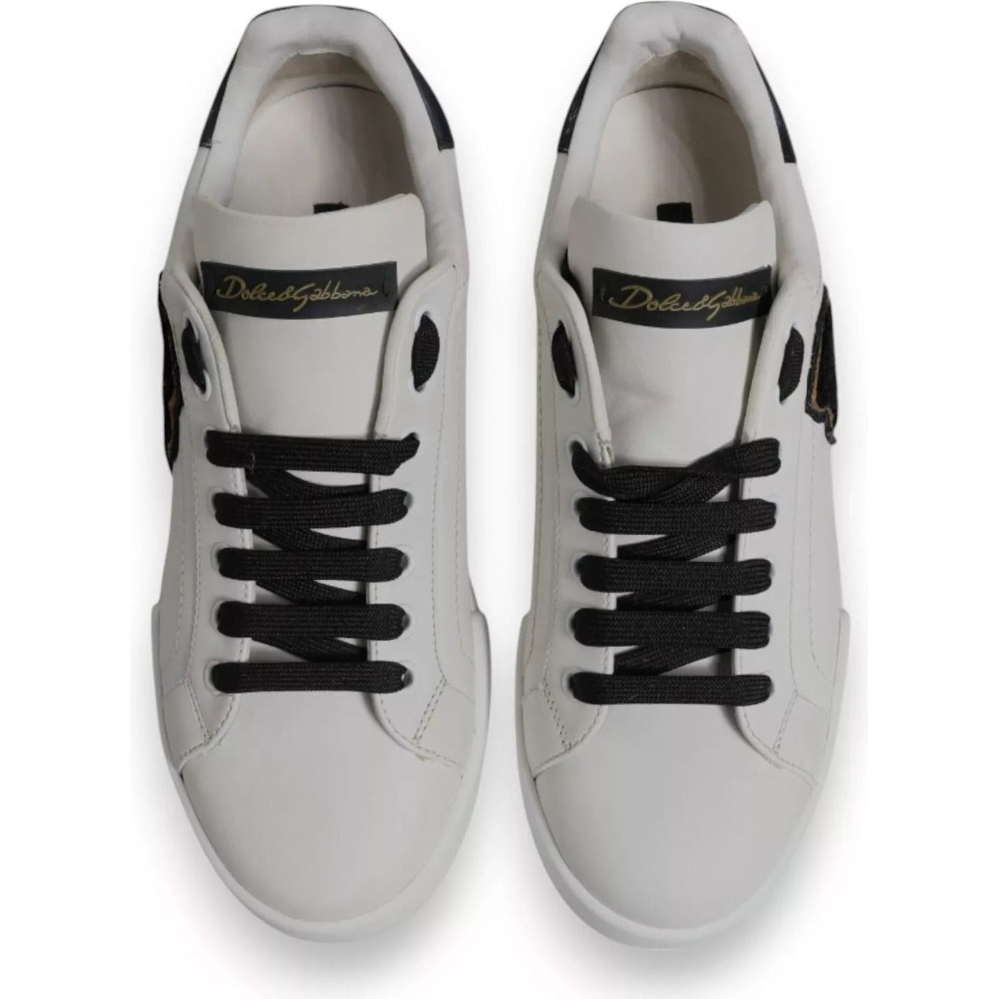 Dolce & Gabbana White Leather DG Logo Low Top Sneakers Shoes Dolce & Gabbana Gray