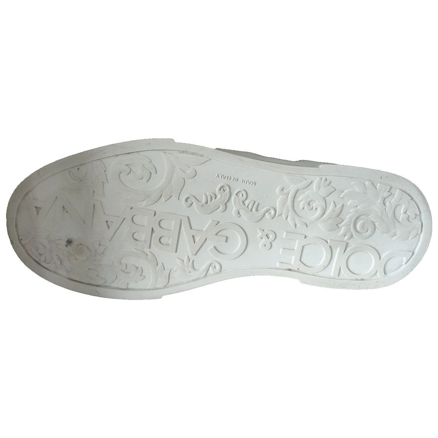 Dolce & Gabbana White Leather DG Logo Low Top Sneakers Shoes Dolce & Gabbana Gray