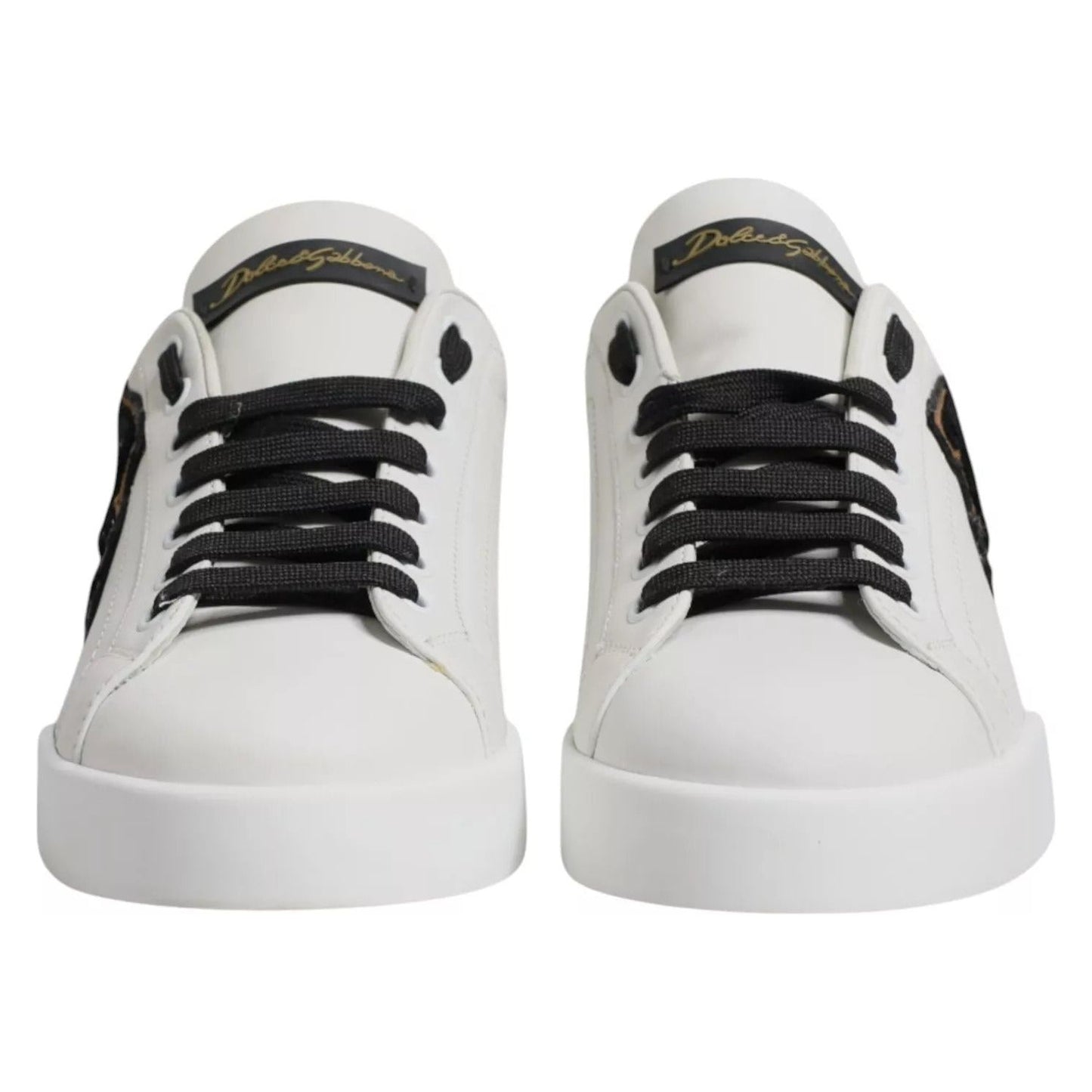 Dolce & Gabbana White Leather DG Logo Low Top Sneakers Shoes Dolce & Gabbana Light Gray