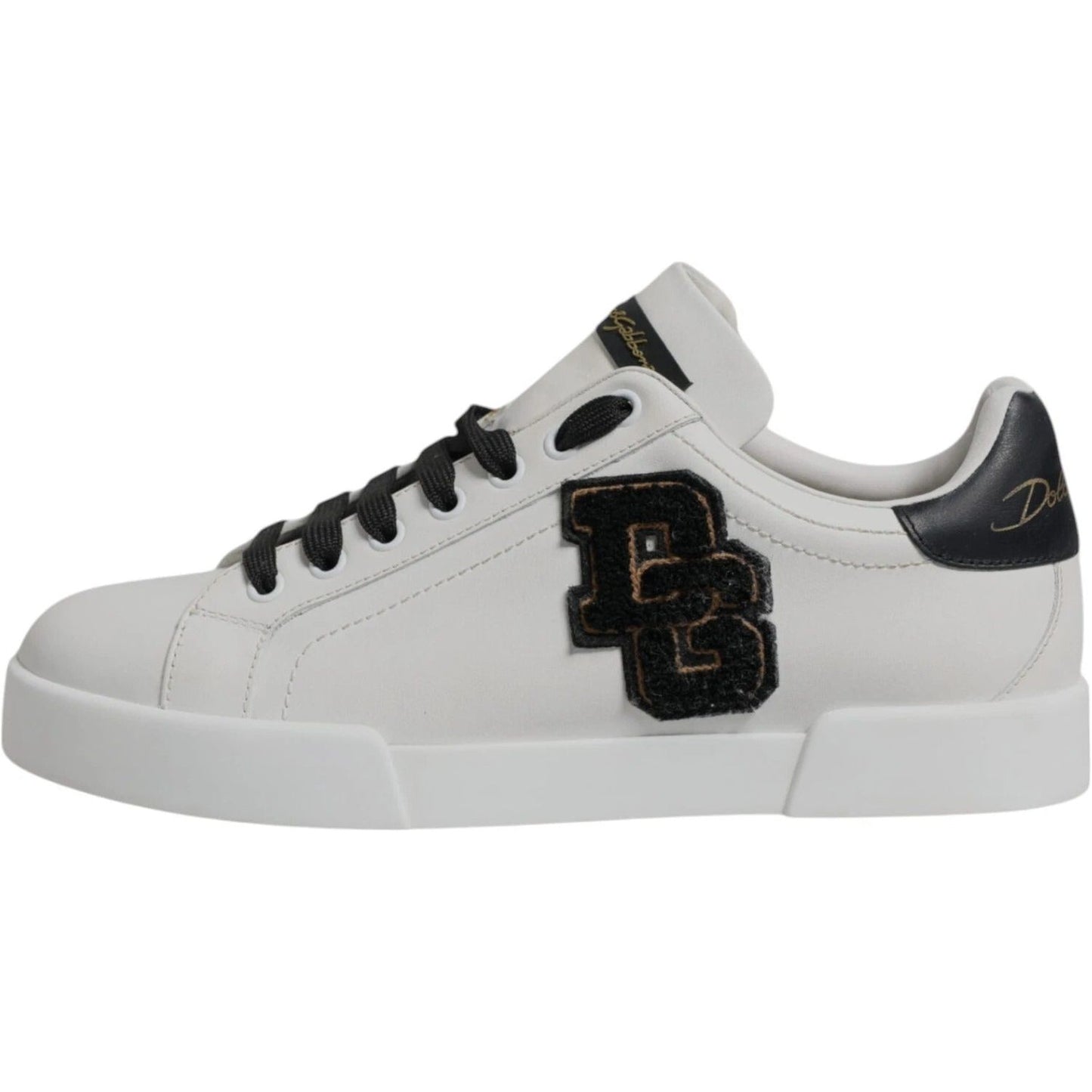 Dolce & Gabbana White Leather DG Logo Low Top Sneakers Shoes Dolce & Gabbana Gray