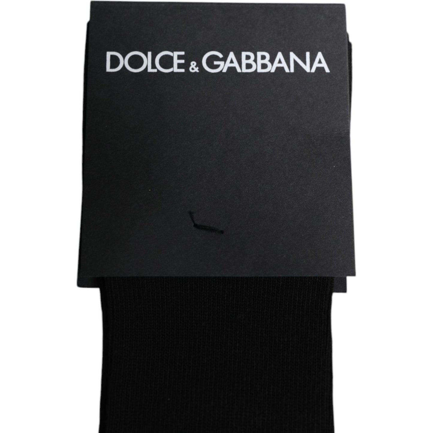 Dolce & Gabbana Black Viscose Logo Over The Calf Socks Dolce & Gabbana Black