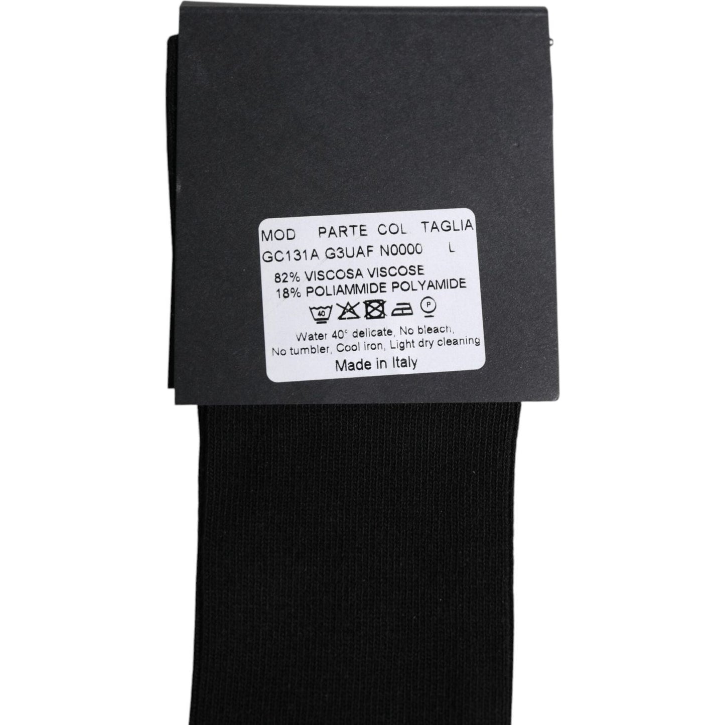 Dolce & Gabbana Black Viscose Logo Over The Calf Socks Dolce & Gabbana Black