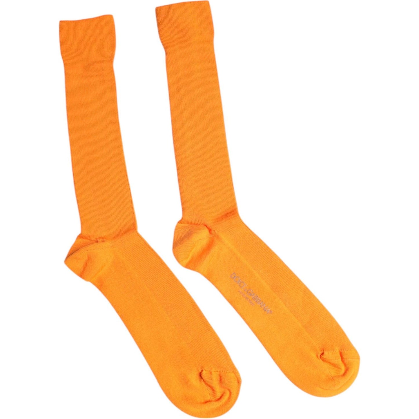 Dolce & Gabbana Orange Cotton Logo Over The Calf Socks Dolce & Gabbana Goldenrod