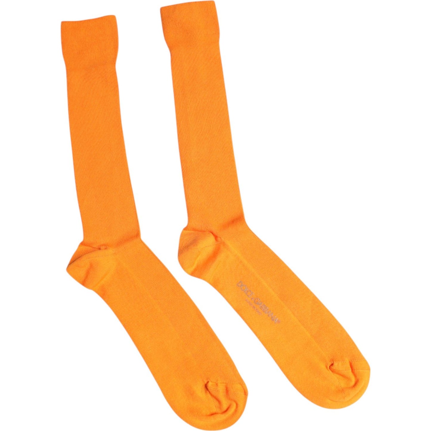 Dolce & Gabbana Orange Cotton Logo Over The Calf Socks Dolce & Gabbana Goldenrod