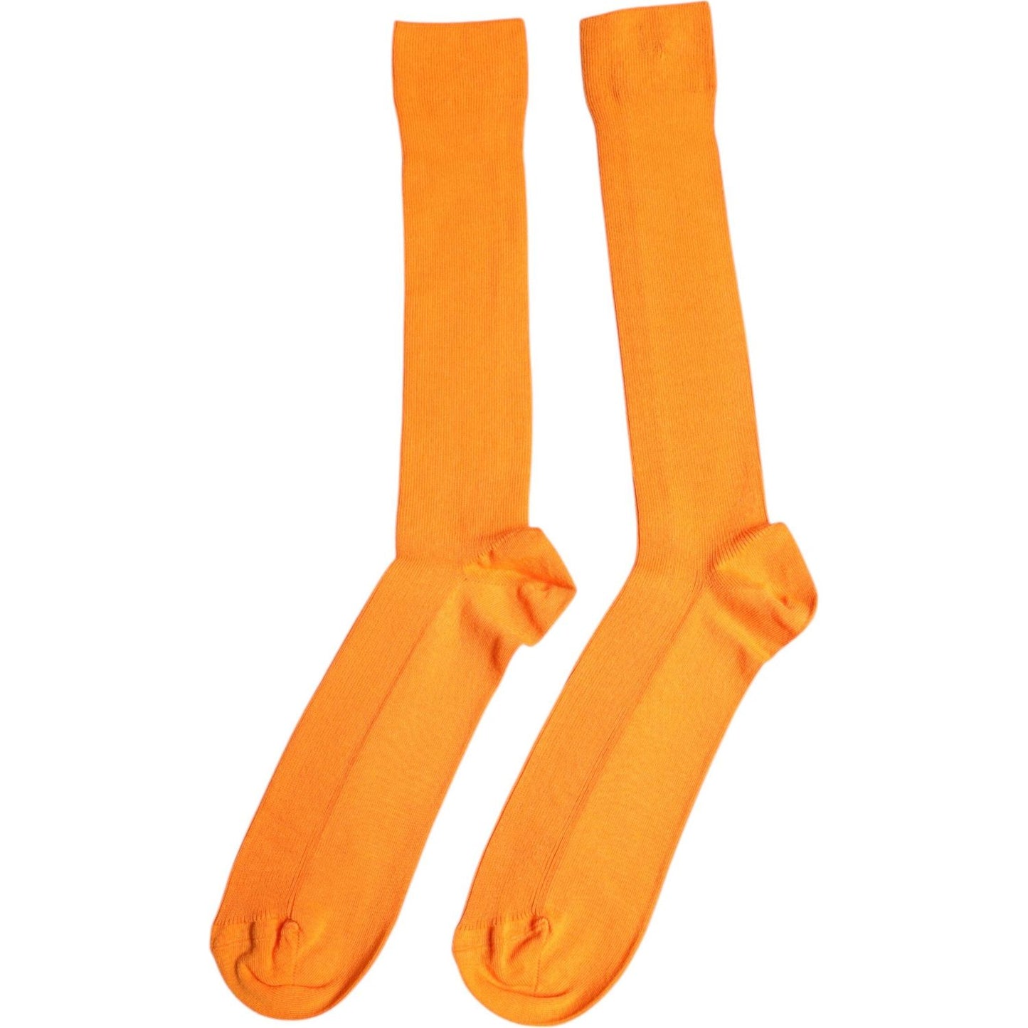 Dolce & Gabbana Orange Cotton Logo Over The Calf Socks Dolce & Gabbana Goldenrod
