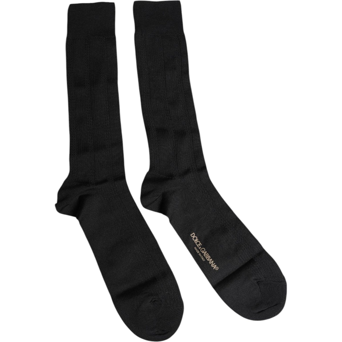 Dolce & Gabbana Black Stretch Logo Mid Calf Men Socks Dolce & Gabbana Black