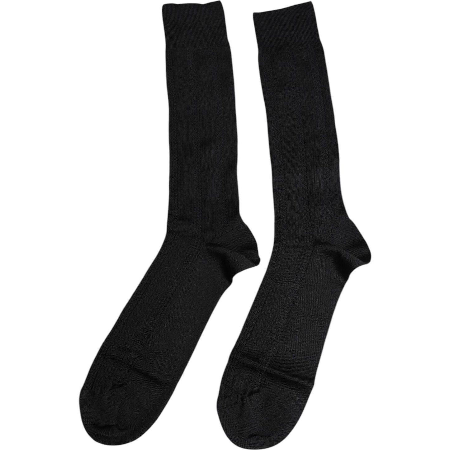 Dolce & Gabbana Black Stretch Logo Mid Calf Men Socks Dolce & Gabbana Black