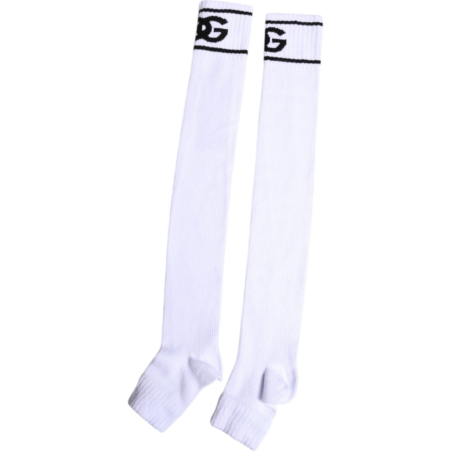 Dolce & Gabbana White Cotton DG Logo Print Open Toe Socks Dolce & Gabbana Lavender