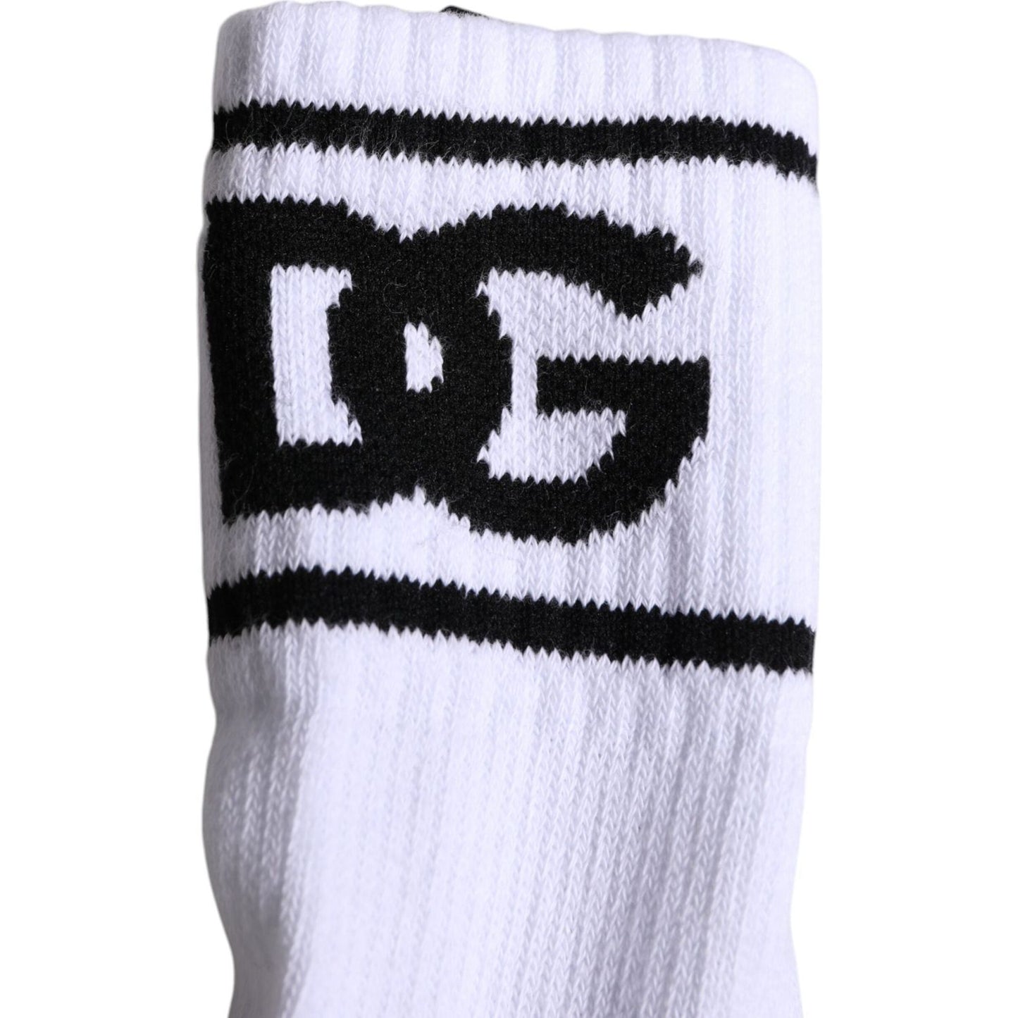 Dolce & Gabbana White Cotton DG Logo Print Open Toe Socks Dolce & Gabbana Black
