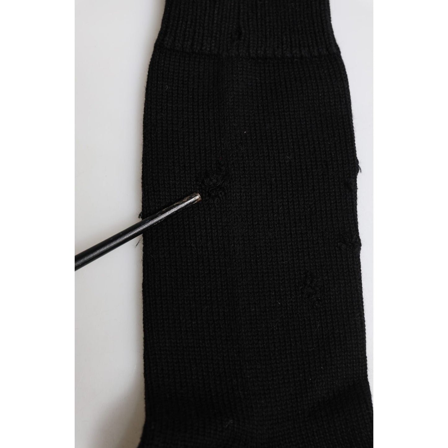 Dolce & Gabbana Black Solid Stretch Mid Calf Men Socks Dolce & Gabbana Black