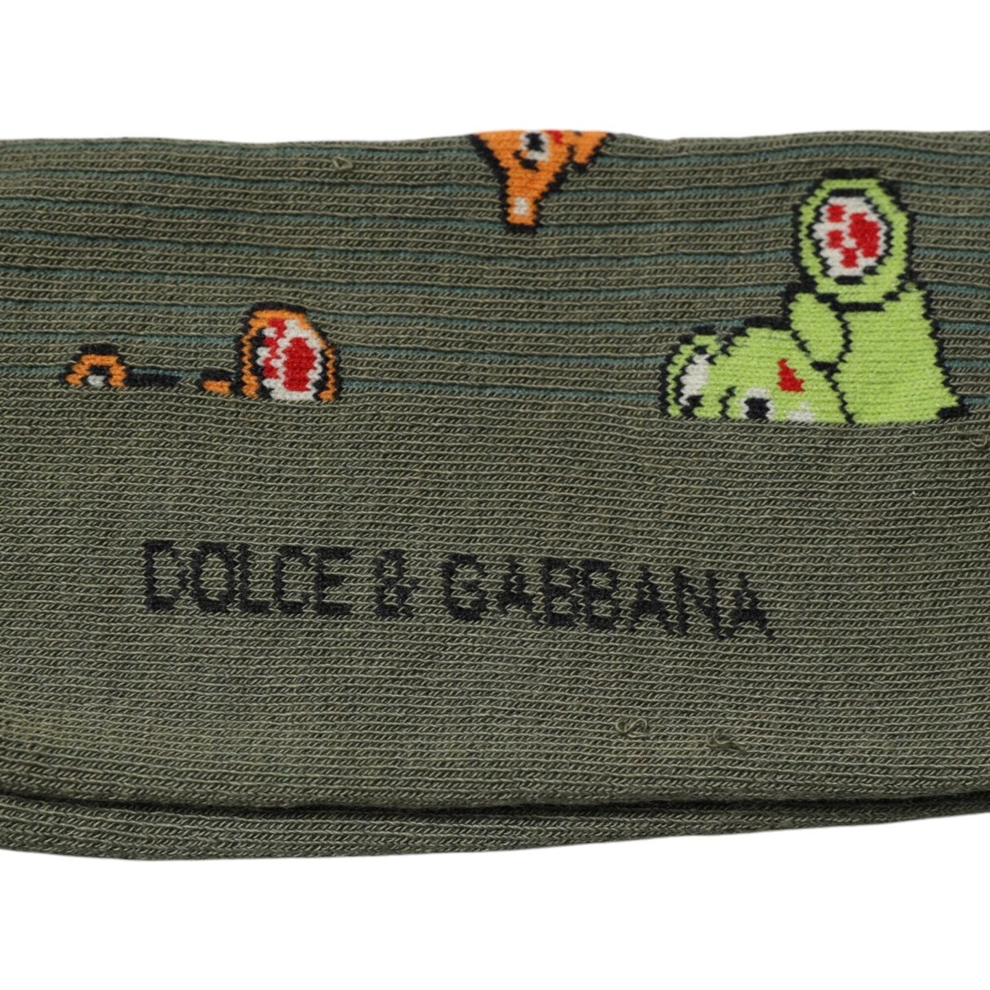 Dolce & Gabbana Green Nylon DG Bear Printed Mid Calf Socks Dolce & Gabbana Dark Slate Gray