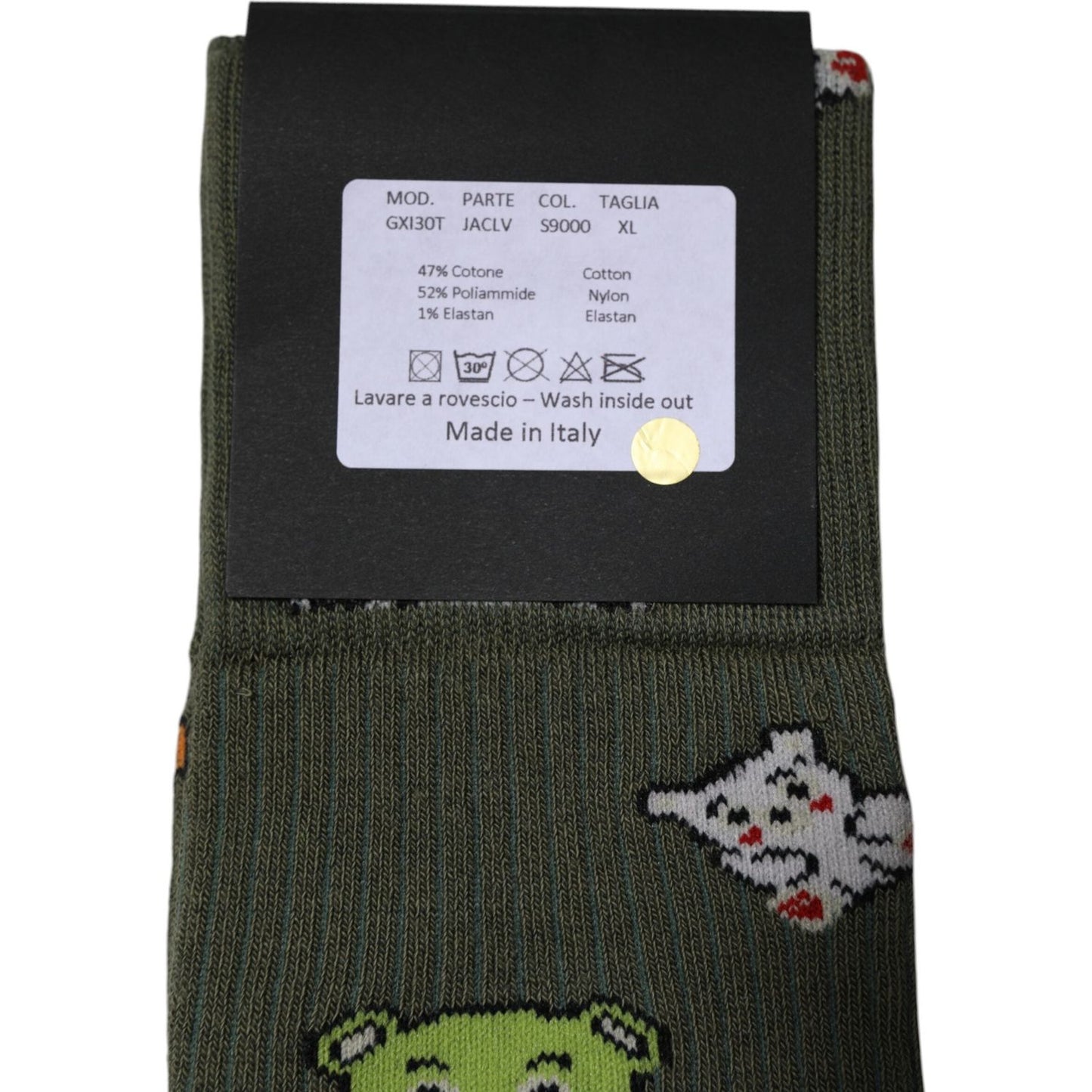 Dolce & Gabbana Green Nylon DG Bear Printed Mid Calf Socks Dolce & Gabbana Dark Slate Gray