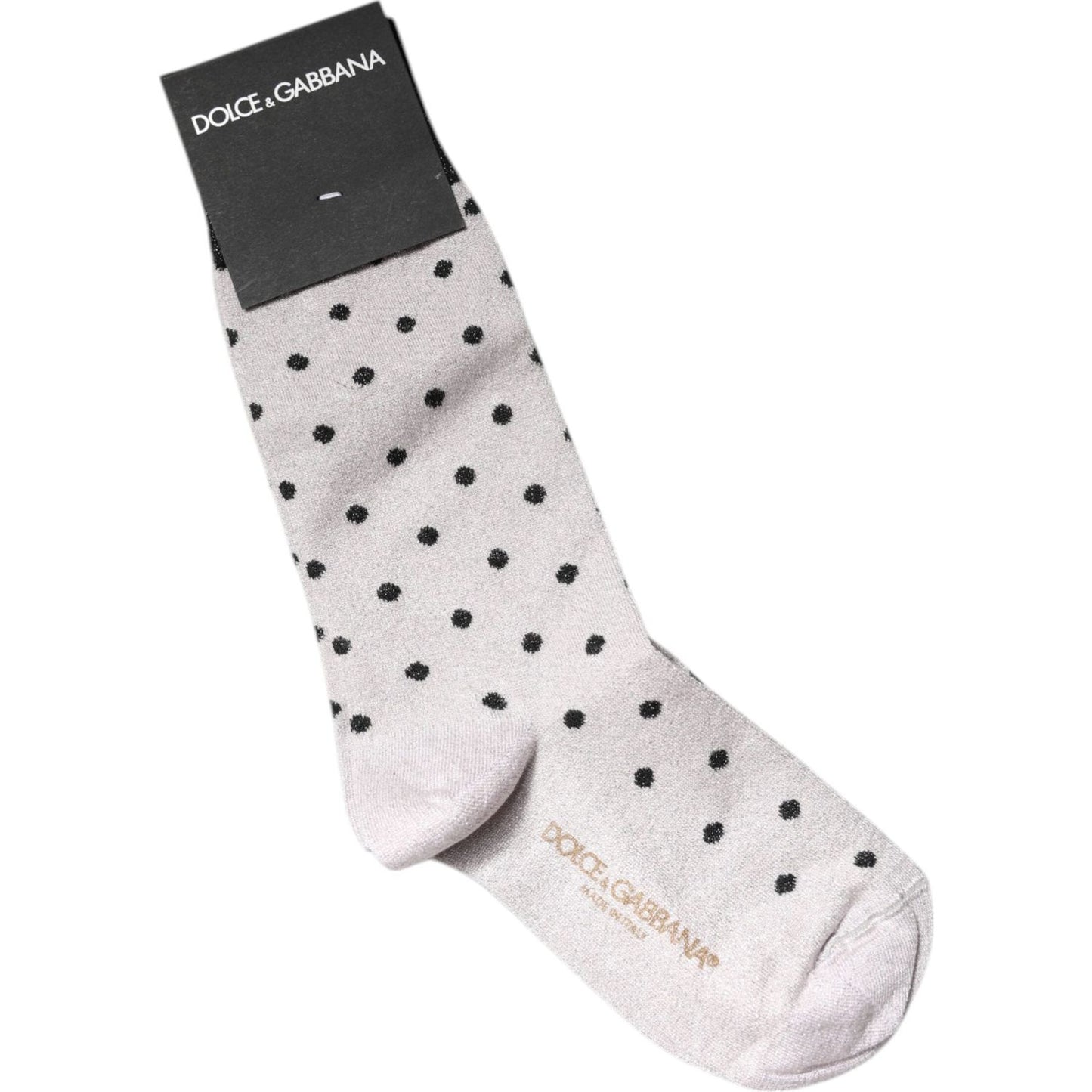 Dolce & Gabbana Gray Viscose Stretch Dotted Socks Dolce & Gabbana Light Gray