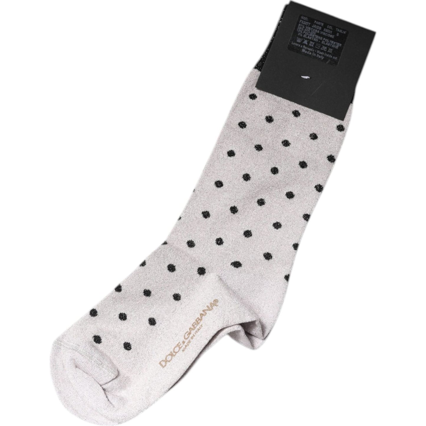 Dolce & Gabbana Gray Viscose Stretch Dotted Socks Dolce & Gabbana Light Gray