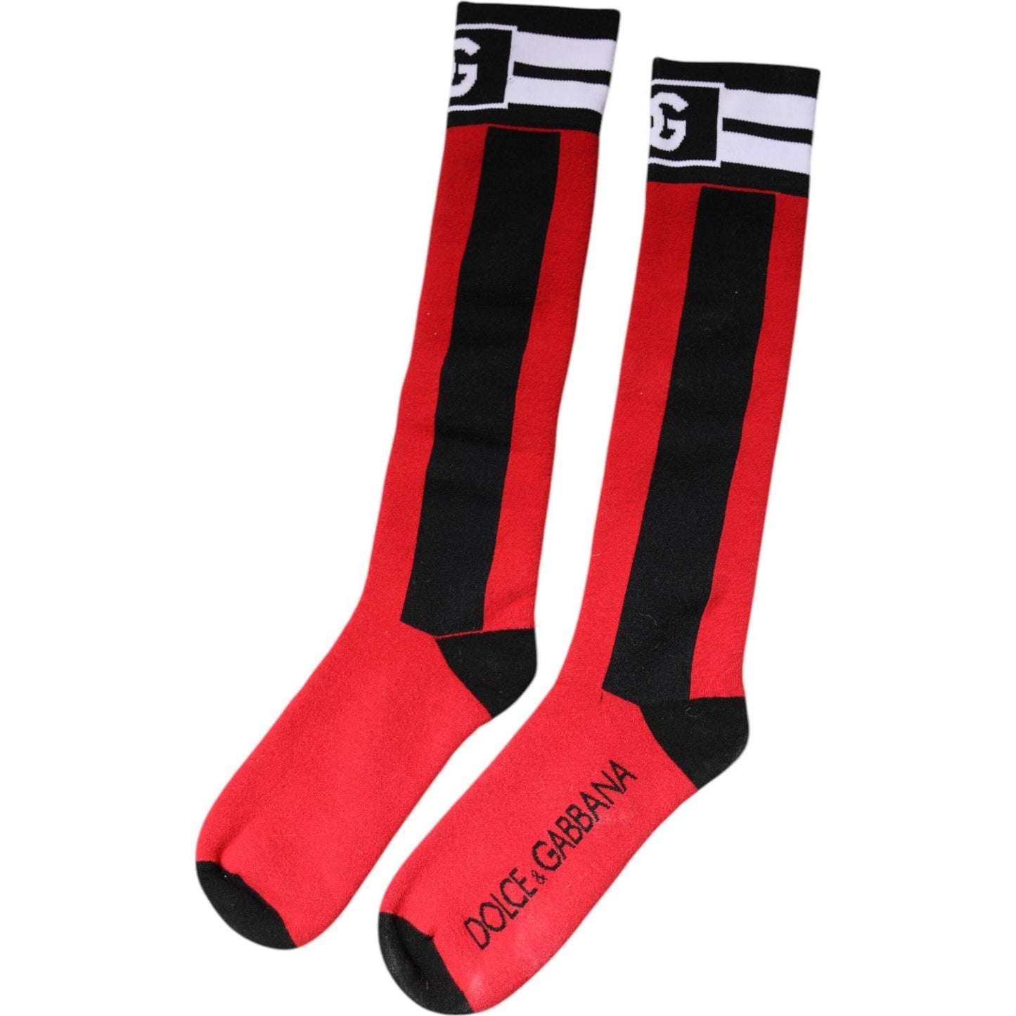 Dolce & Gabbana Red Cotton Stretch Printed Socks Dolce & Gabbana Firebrick