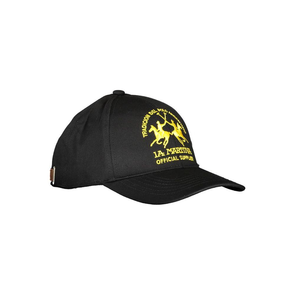 La Martina Black Cotton Men Cap La Martina Dark Slate Gray
