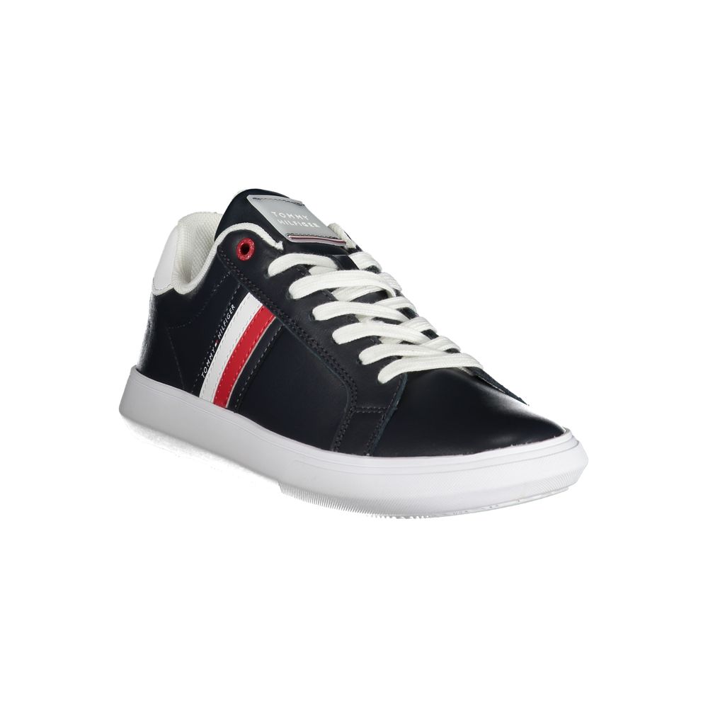 Tommy Hilfiger Sleek Blue Lace-Up Sneakers with Contrast Details Tommy Hilfiger Light Gray
