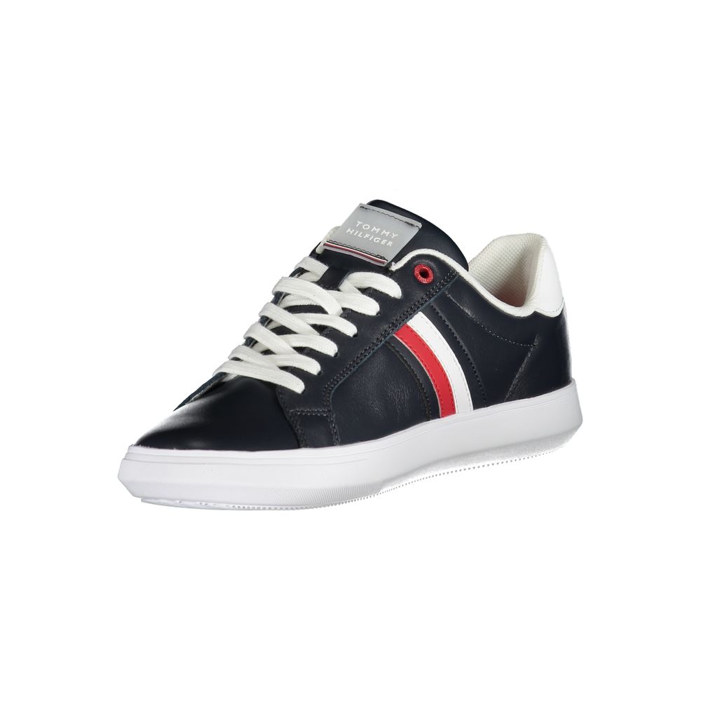 Tommy Hilfiger Sleek Blue Lace-Up Sneakers with Contrast Details Tommy Hilfiger Light Gray