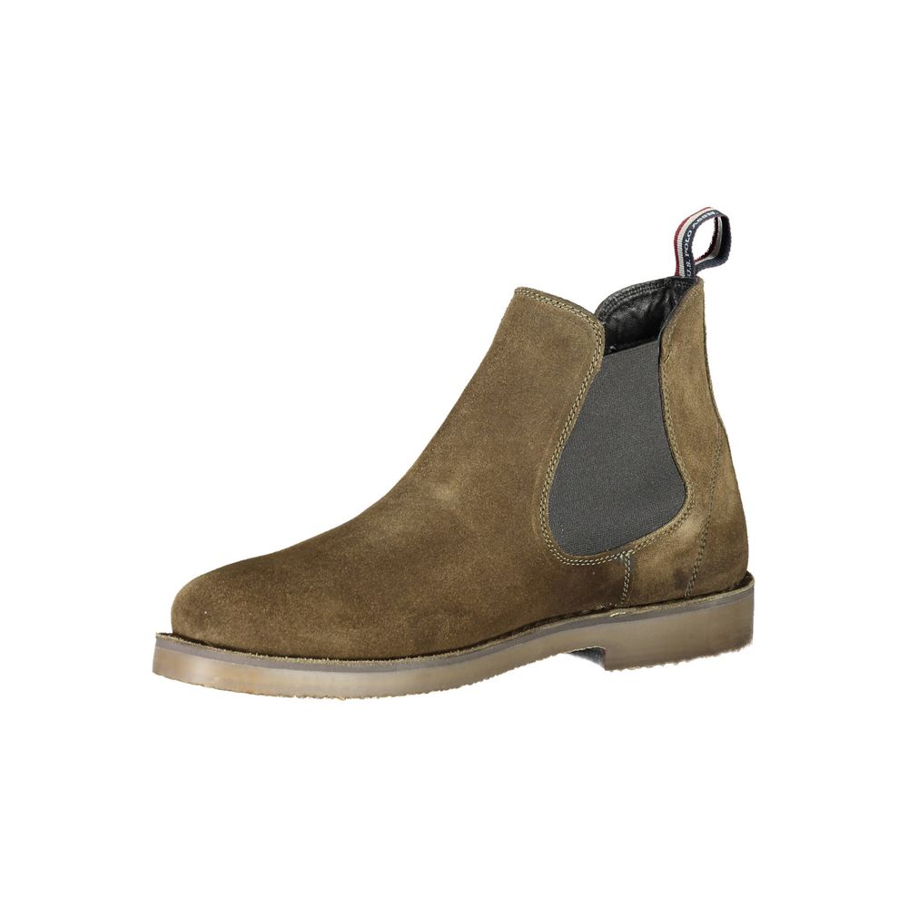 U.S. POLO ASSN. Green Leather Men Ankle Boot U.S. POLO ASSN. Dark Olive Green