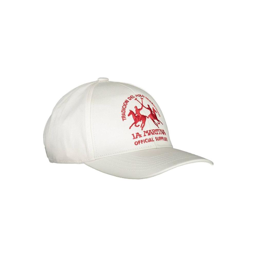 La Martina White Cotton Men Cap La Martina Light Gray