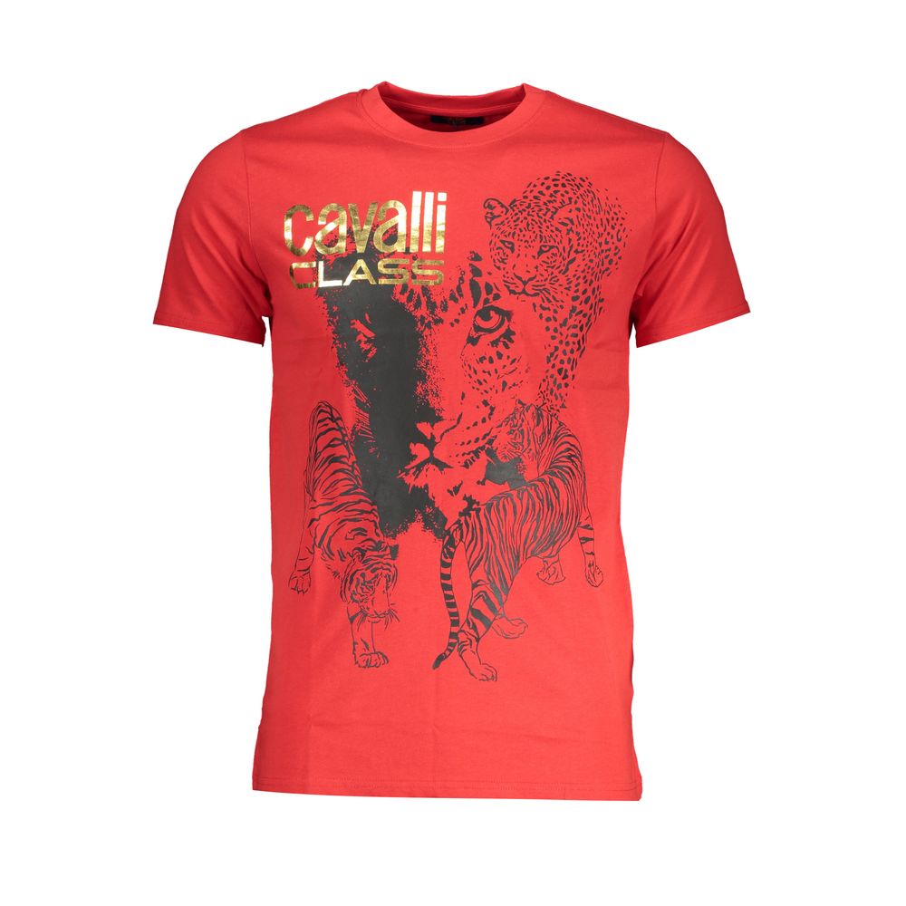 Cavalli Class Red Cotton T-Shirt Cavalli Class Tomato