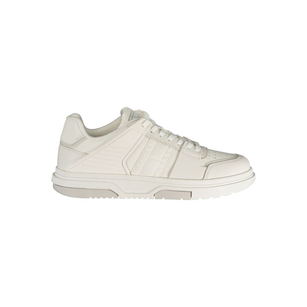 Tommy Hilfiger White Leather Men Sneaker Tommy Hilfiger Light Gray