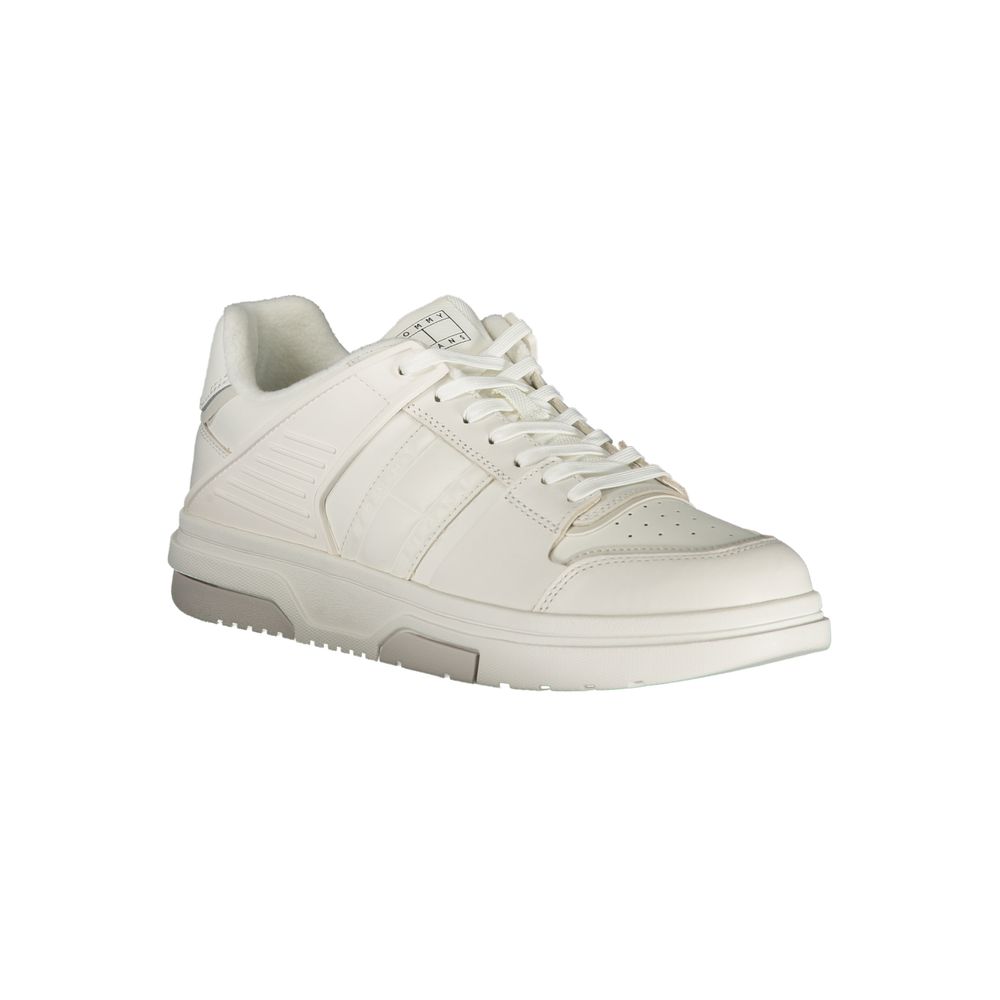 Tommy Hilfiger White Leather Men Sneaker Tommy Hilfiger Light Gray