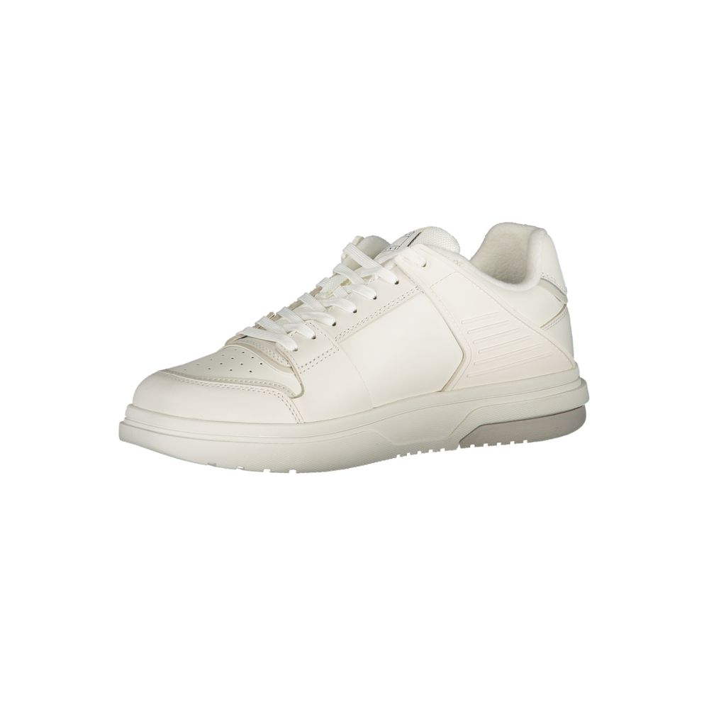 Tommy Hilfiger White Leather Men Sneaker Tommy Hilfiger Light Gray