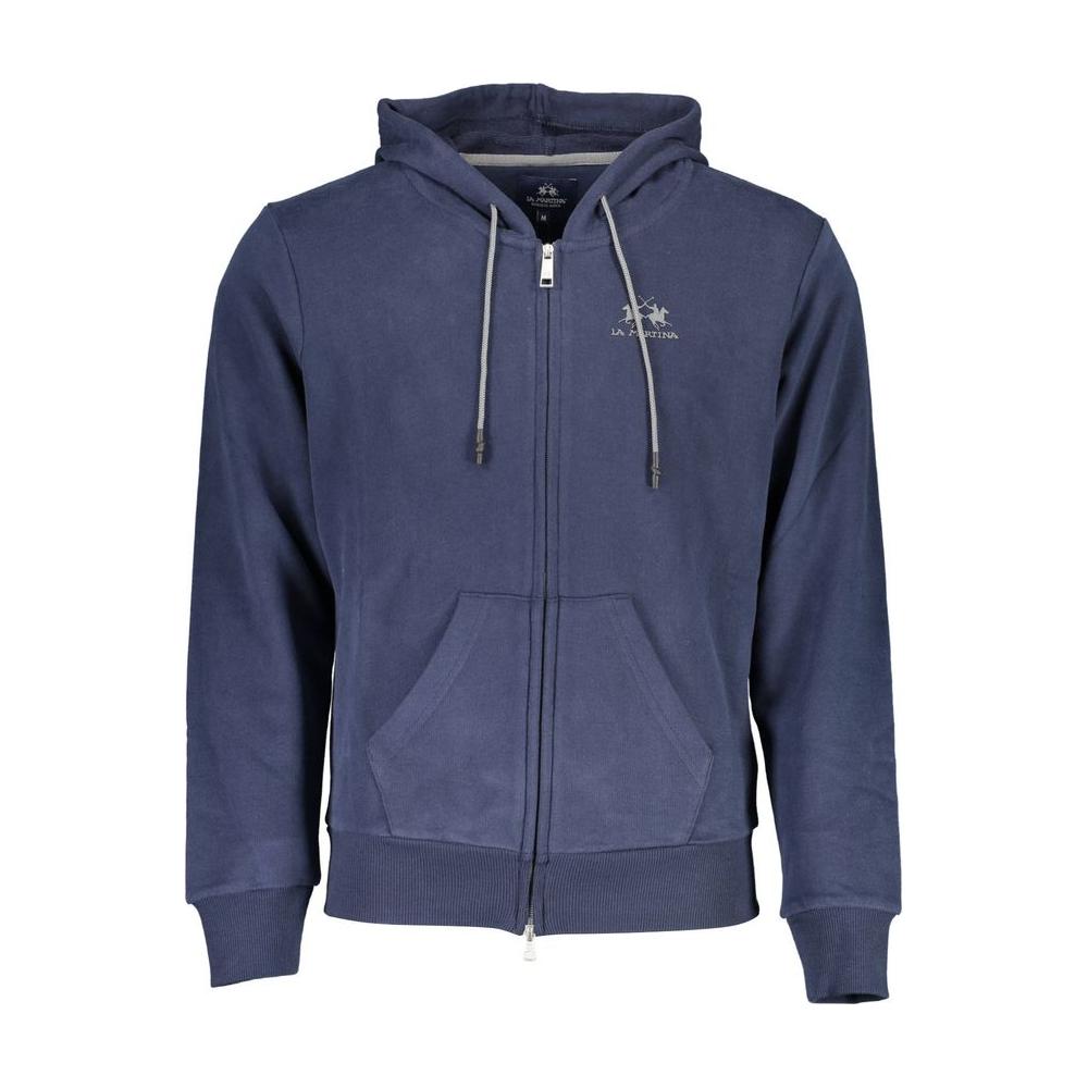 La Martina Blue Cotton Men Sweater La Martina Dark Slate Gray