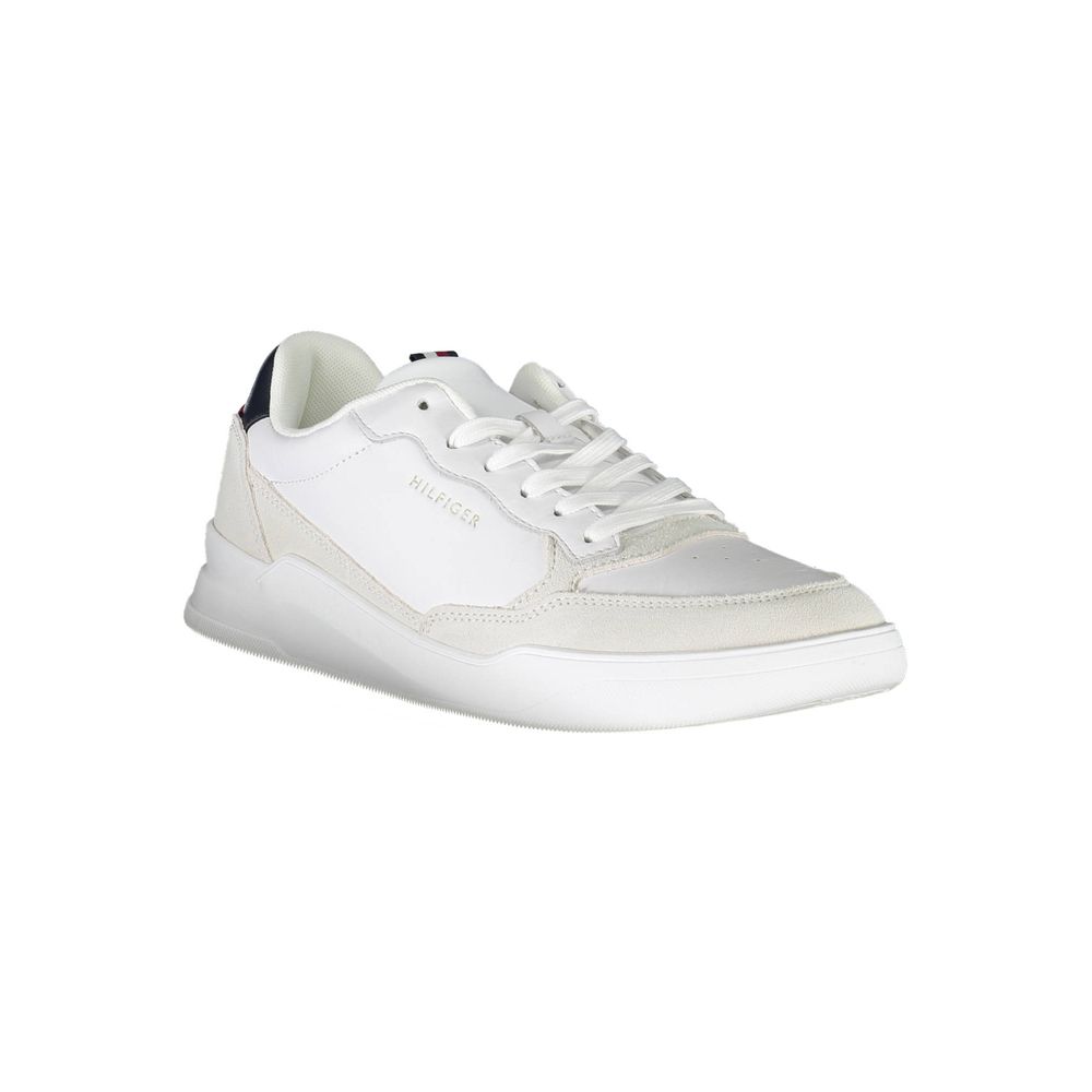 Tommy Hilfiger White Leather Men Sneaker Tommy Hilfiger Light Gray