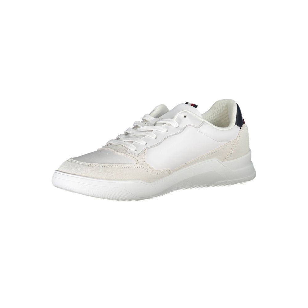 Tommy Hilfiger White Leather Men Sneaker Tommy Hilfiger Light Gray