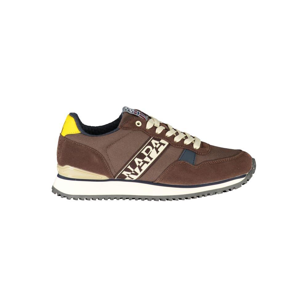 Napapijri Chic Brown Lace-up Sneakers with Contrast Detail Napapijri Dark Olive Green