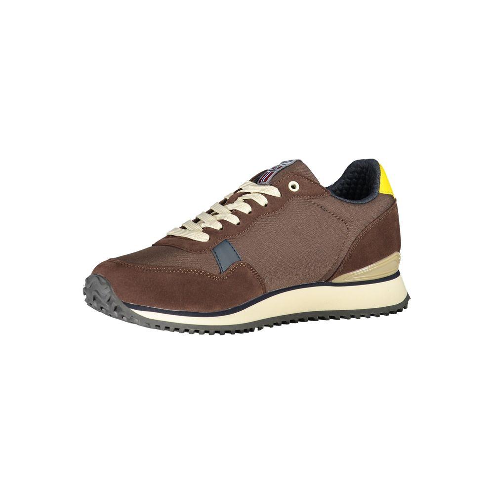 Napapijri Chic Brown Lace-up Sneakers with Contrast Detail Napapijri Dim Gray