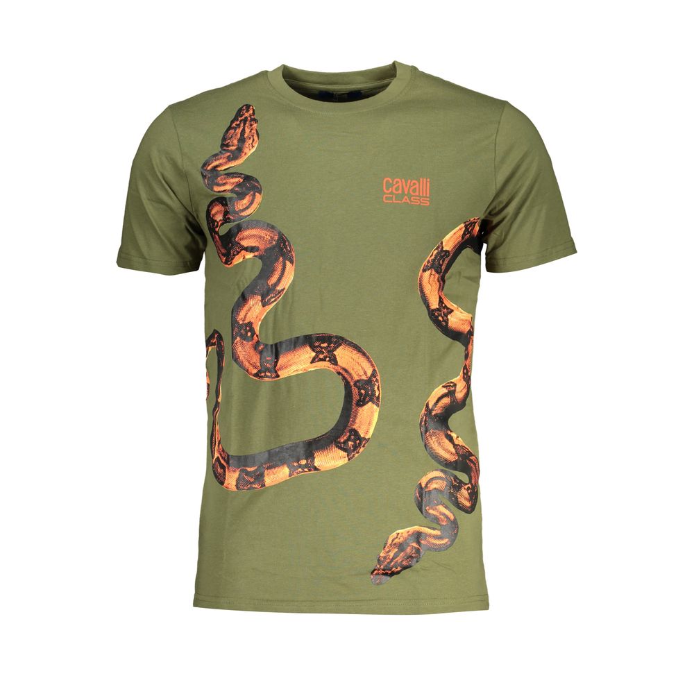 Cavalli Class Green Cotton T-Shirt Cavalli Class Dim Gray