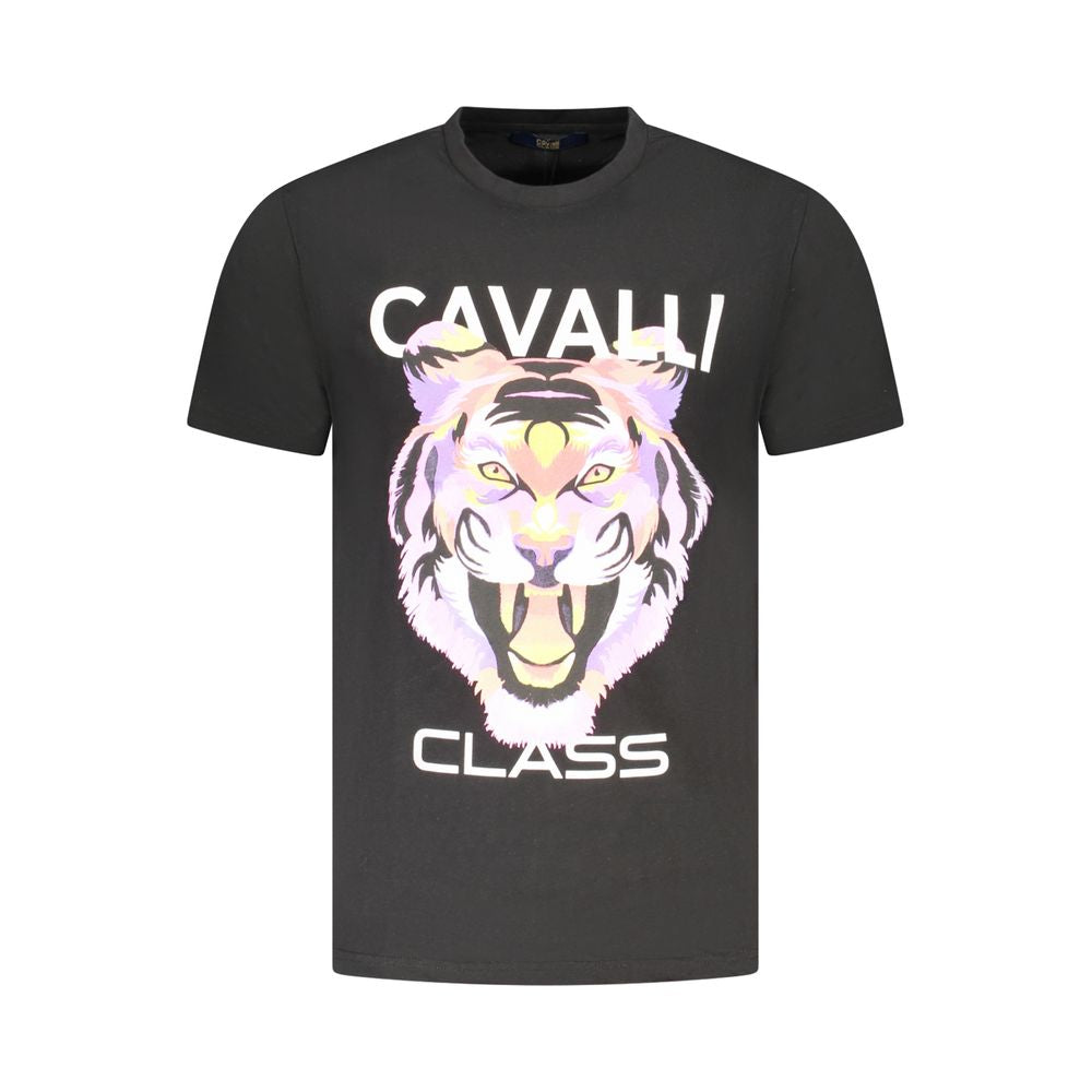 Cavalli Class Black Cotton Men T-Shirt Cavalli Class Dark Slate Gray