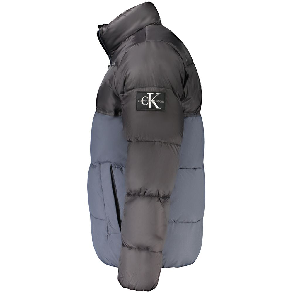 Calvin Klein Blue Polyester Men Jacket Calvin Klein Dim Gray