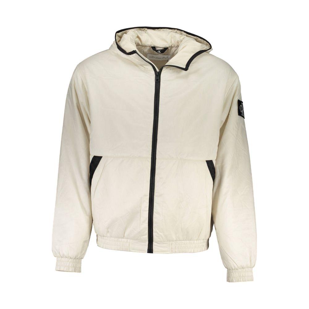 Calvin Klein Elegant Beige Hooded Jacket – Timeless Outerwear Calvin Klein Light Gray