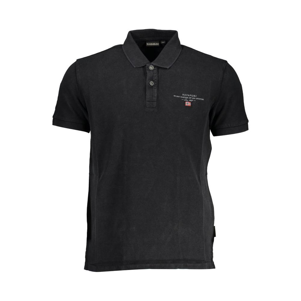 Napapijri Black Cotton Men Polo Shirt Napapijri Dark Slate Gray