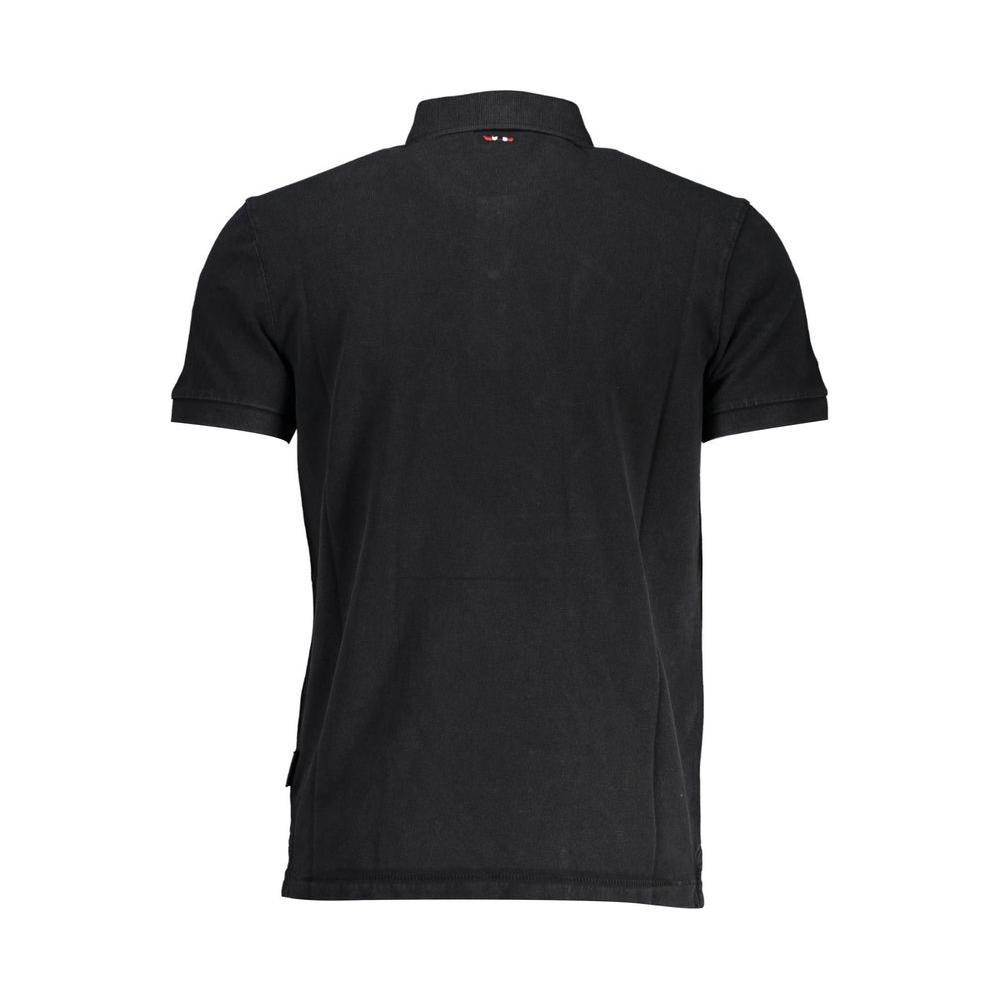 Napapijri Black Cotton Men Polo Shirt Napapijri Dark Slate Gray