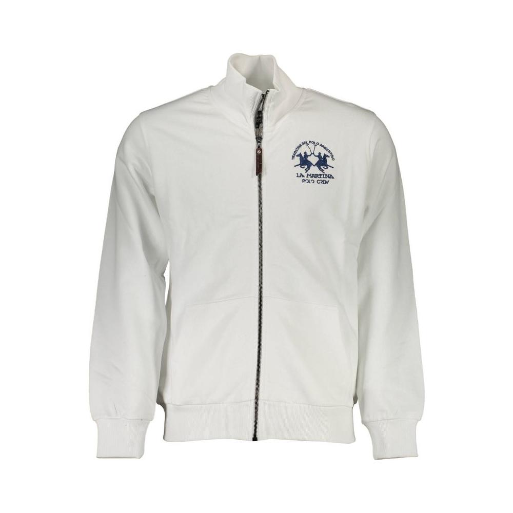 La Martina White Cotton Men Sweater La Martina Light Gray
