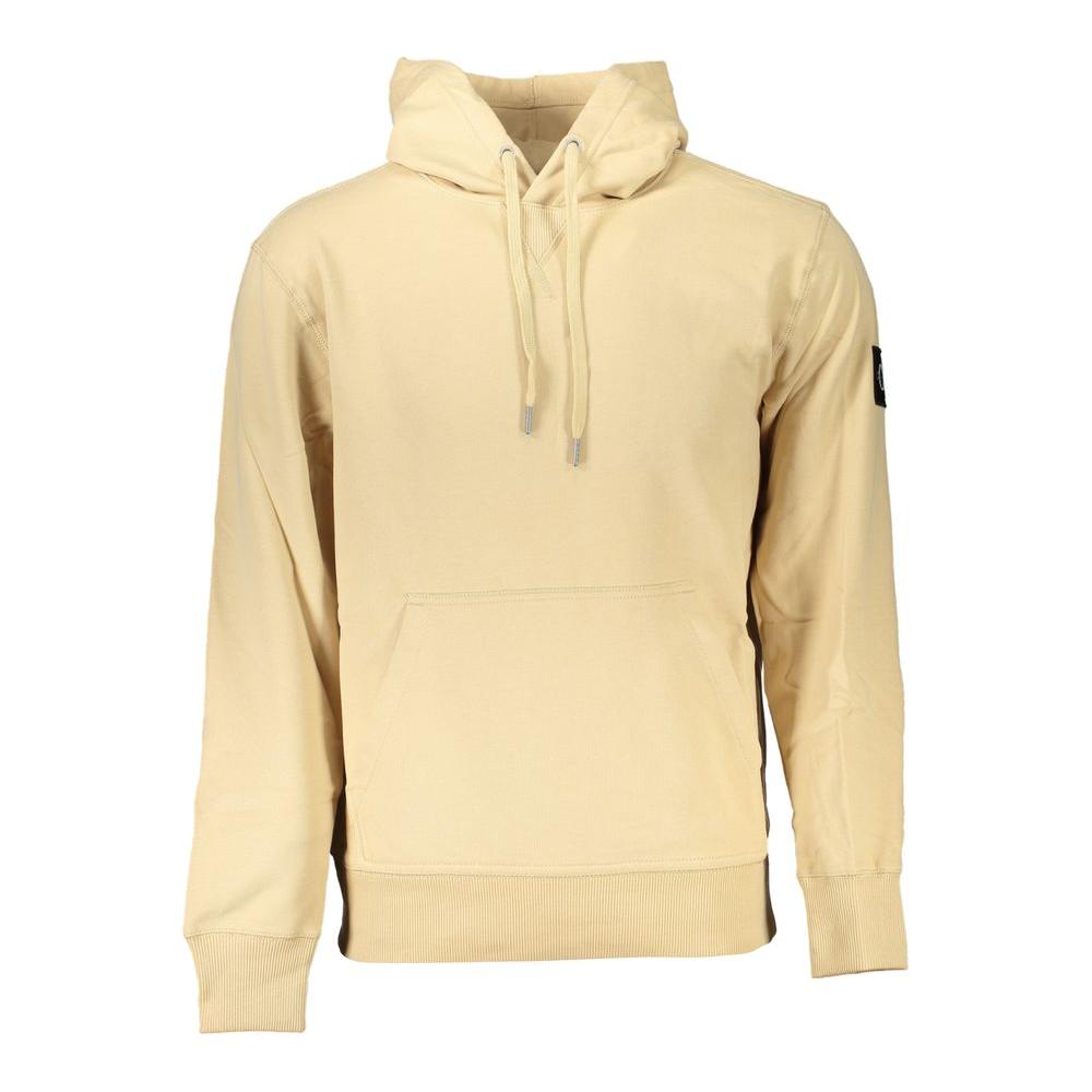 Calvin Klein Beige Brushed Cotton Hoodie with Central Pocket Calvin Klein Wheat