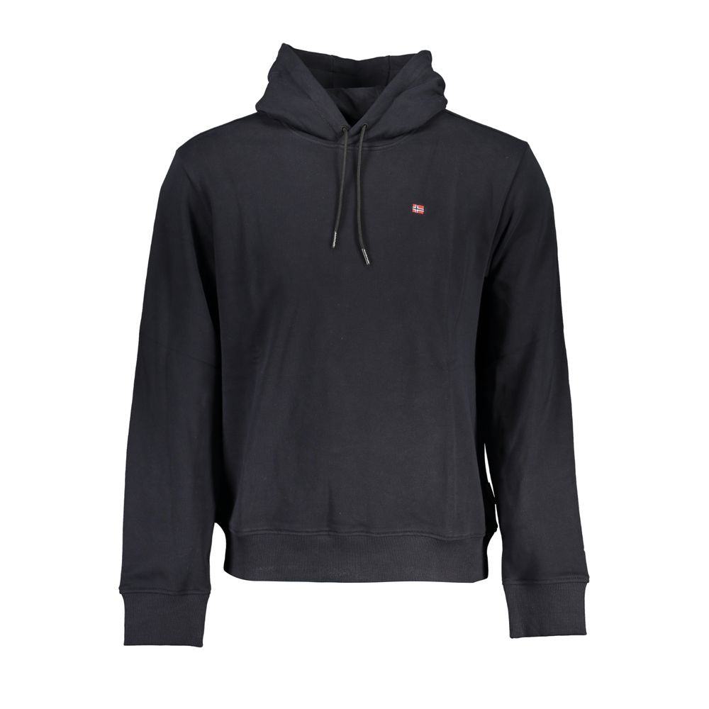 Napapijri Sleek Black Cotton Hooded Sweatshirt Napapijri Dark Slate Gray