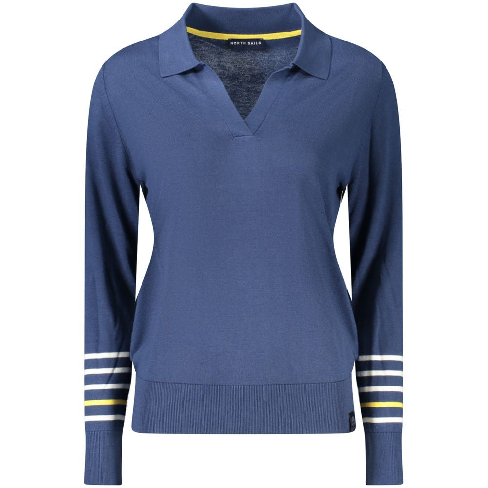 North Sails Blue Cotton Women Sweater North Sails Dark Slate Blue