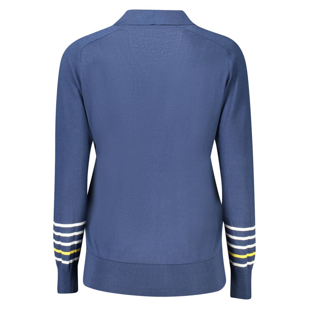 North Sails Blue Cotton Women Sweater North Sails Dark Slate Blue