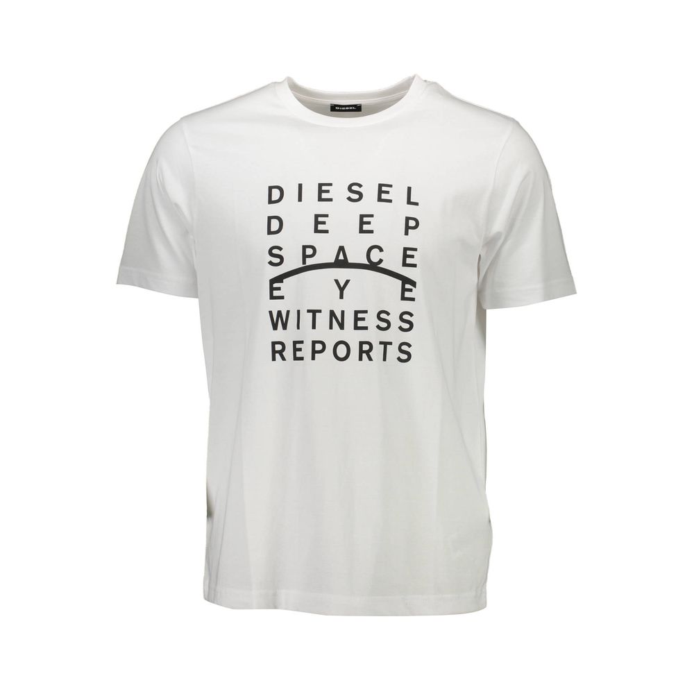 Diesel White Cotton Men T-Shirt Diesel Light Gray